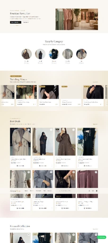 Abaya Shop e-commerce platform screenshot